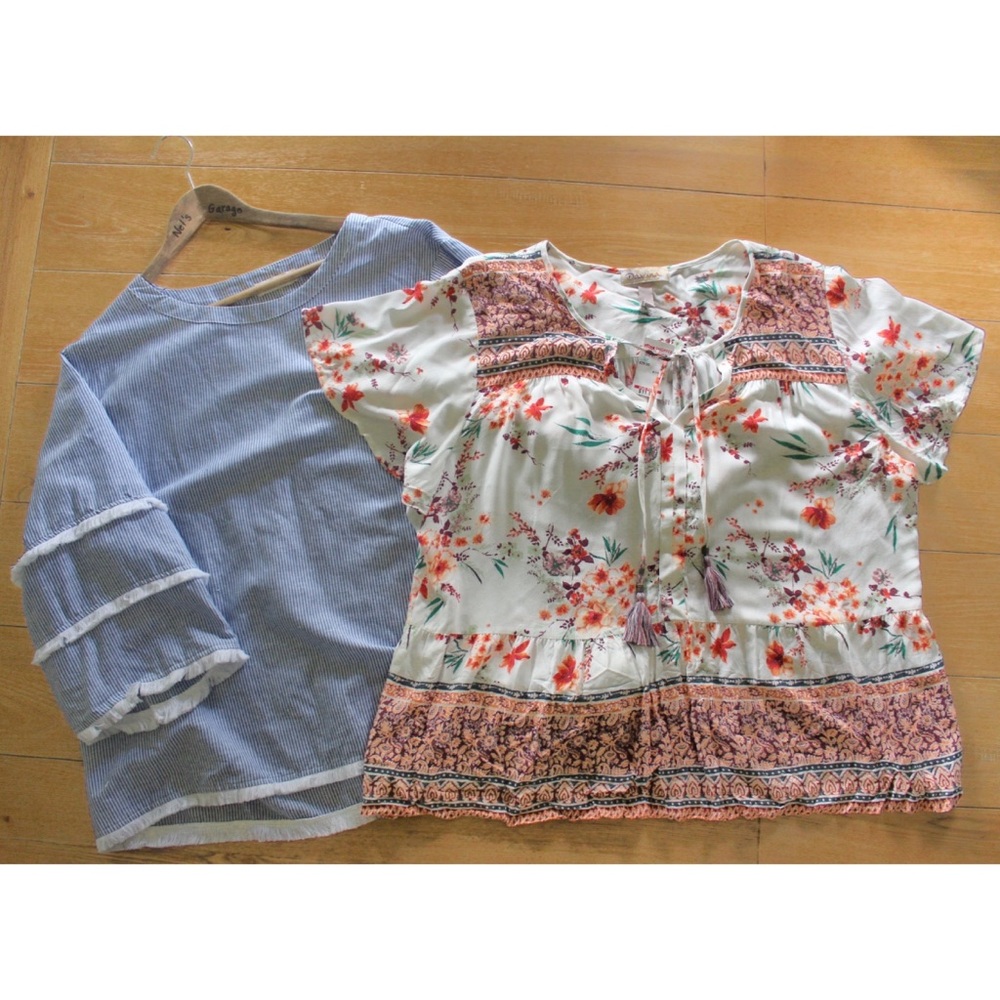 Plus Size Linen Cotton Polyester Top Boho Preowned (2) Piece XXL NWT Preowned